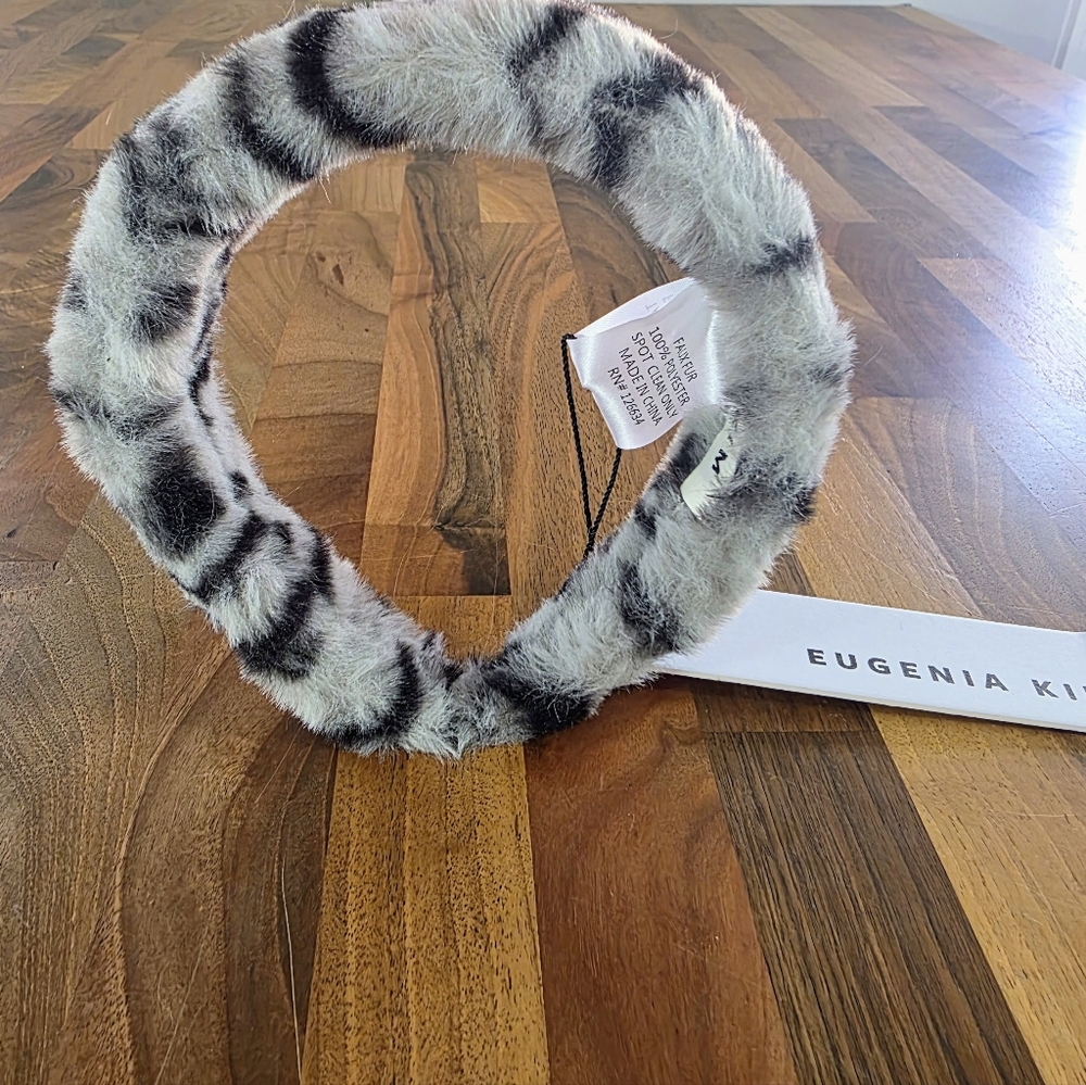 Eugenia Kim Dora Stone Brown Faux Fur Headband NWT